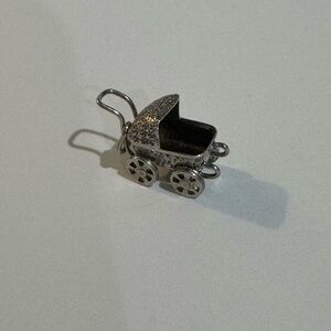 Vintage Sterling Silver Baby Carriage Charm / Pendant